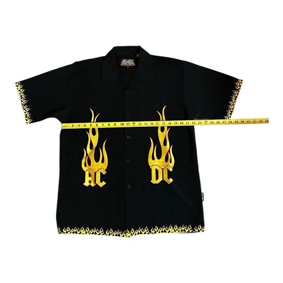 ACDC Flames Highway to Hell Rockware Dragonfly Mens Vintage Button Shirt Medium - Picture 3 of 9